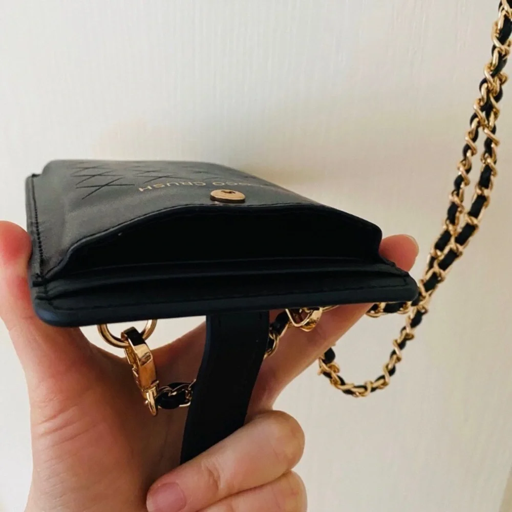 Brand New Chanel Coco Crush Black Quilted Faux Leather Phone Card Crossbody Bag